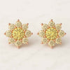 Vivid Yellow Round Lab Grown Diamond Stud Earrings For Mom
