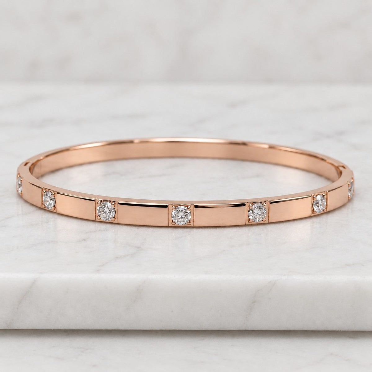 genuine diamond station bracelet, 14k 18k solid gold diamond by the yard bracelet, 0.01 ct round cut diamond, bezel set bracelet for women
