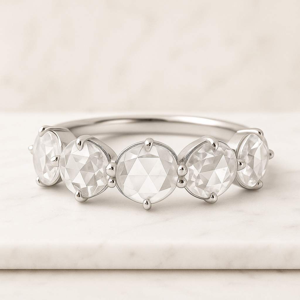 Genuine Lab Diamond Wedding Band Kinfe Edge Band & Pave Set Ring One Side Diamond Ring Solid Yellow Rose White Gold Ring Wide Stacking Ring
