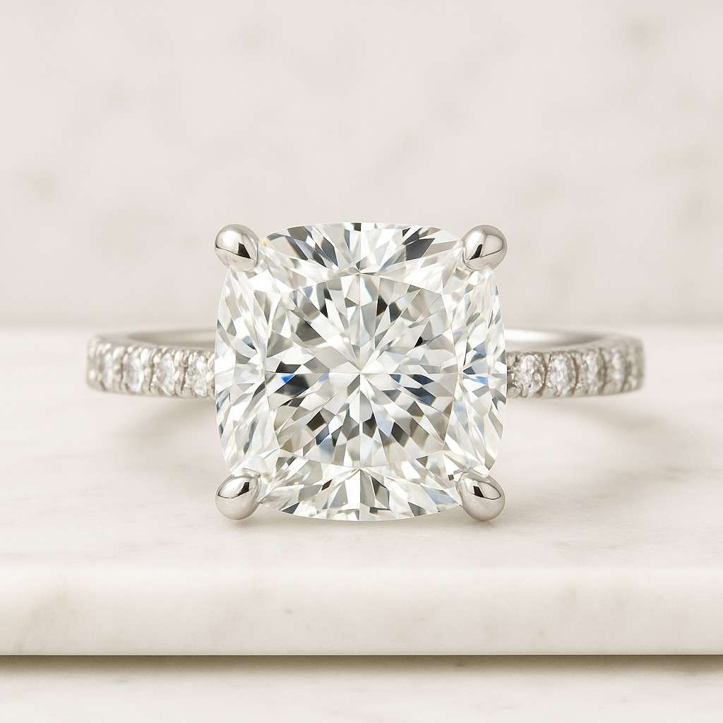 Genuine Lab Grown Diamond Proposal Ring Cushion cut diamond Engagement Ring Unique Vintage 2 Carat Lab Grown Diamond Engagement Ring