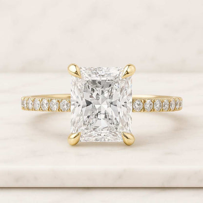 Genuine Lab Grown Diamond Ring Set 0.50 To 5.00 CT Radiant Cut Diamond Solitaire Ring