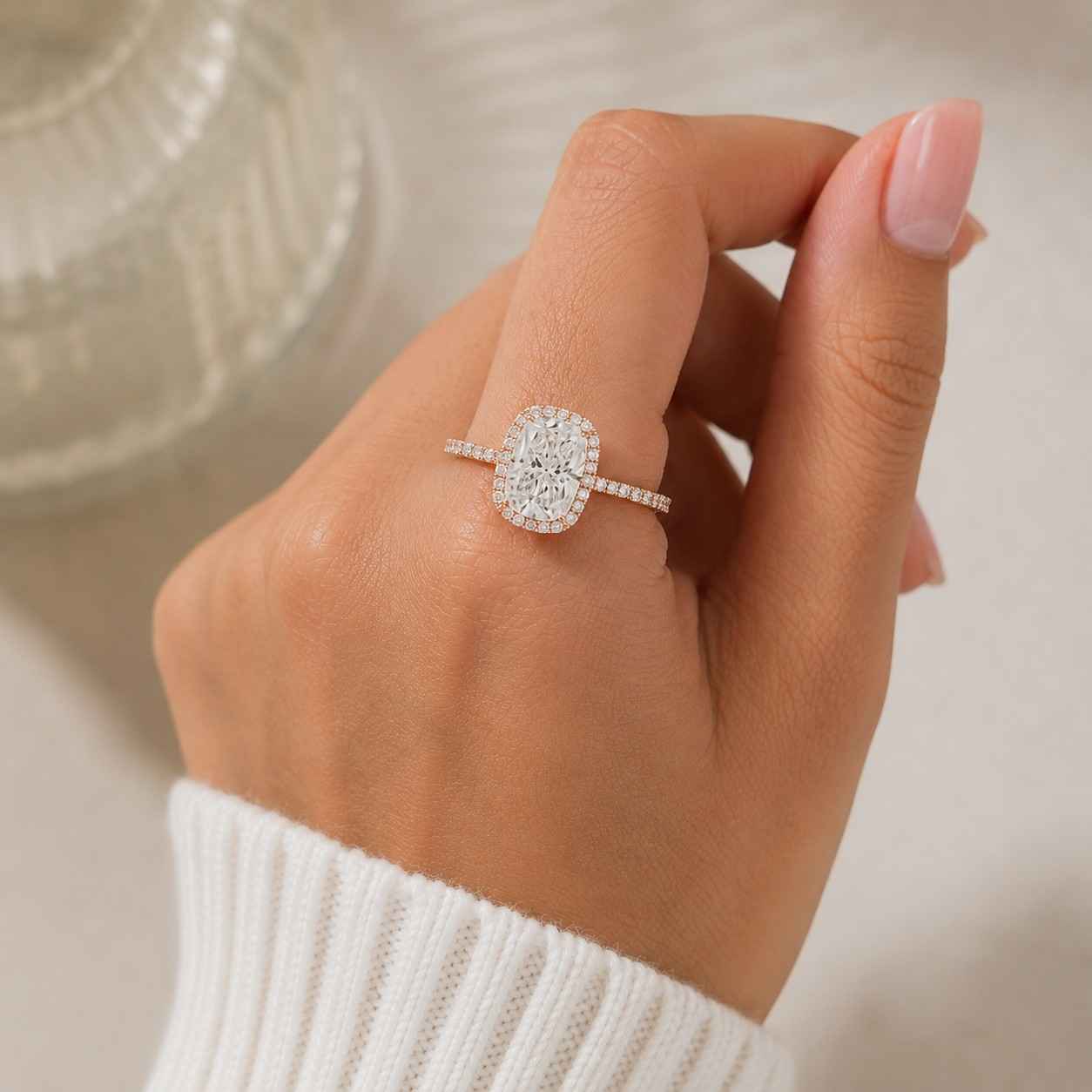 genuine lab grown diamond ring square diamond ring for anniversary gifts pave ring
