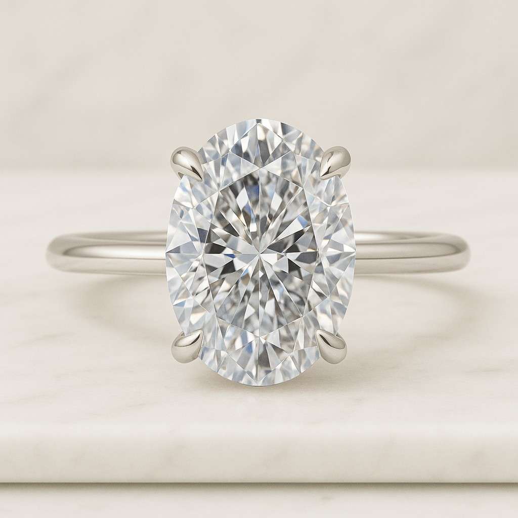 Genuine Lab Grown Diamond Wedding Set Bridal Rings for Her Oval Diamond Engagement Ring Set Matching Wedding Band 1.50 CT Oval Diamond Ring