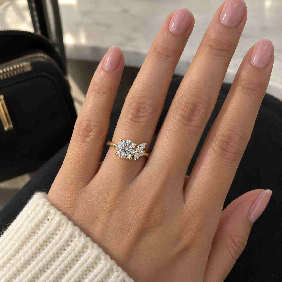 ring for girlfriend round lab grown diamond engagement ring solitaire promise ring round diamond ring unique gifts for her high setting ring