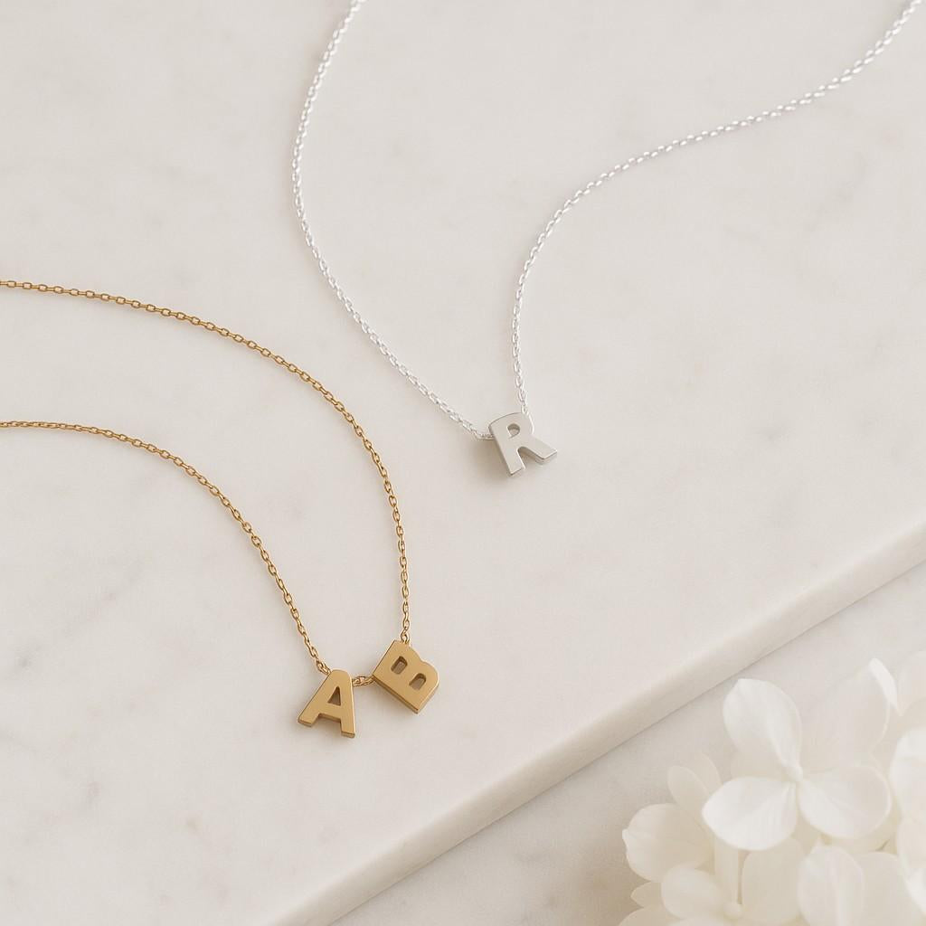 Gold-Plated Handwriting Alphabet Initial Pendant Necklace Daily Wear Anniversary Gift in Gift Box