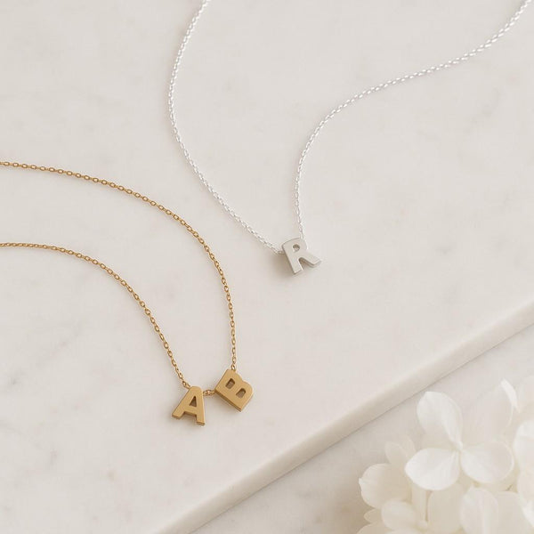 Gold-Plated Handwriting Alphabet Initial Pendant Necklace Daily Wear Anniversary Gift in Gift Box