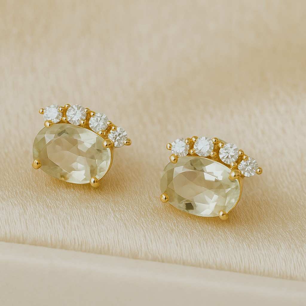 Buy 2.00 CT Oval Cut Half Halo Birthstone Stud Earrings Online