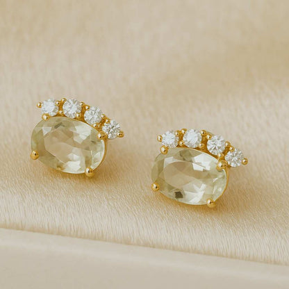 Buy 2.00 CT Oval Cut Half Halo Birthstone Stud Earrings Online