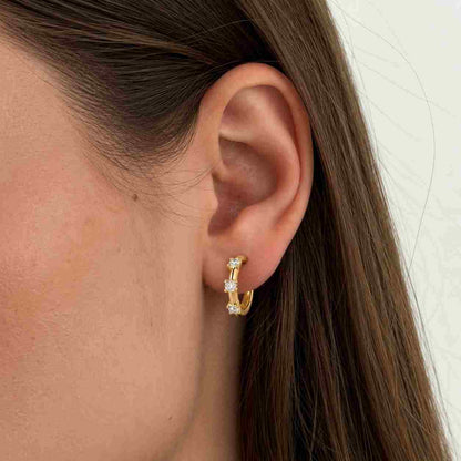 1.5mm Natural EF Color VS Clarity Diamond Hoop Earrings . 14k 18k Solid Gold 9mm Diamond Huggie Hoops . Earth Mined Diamonds
