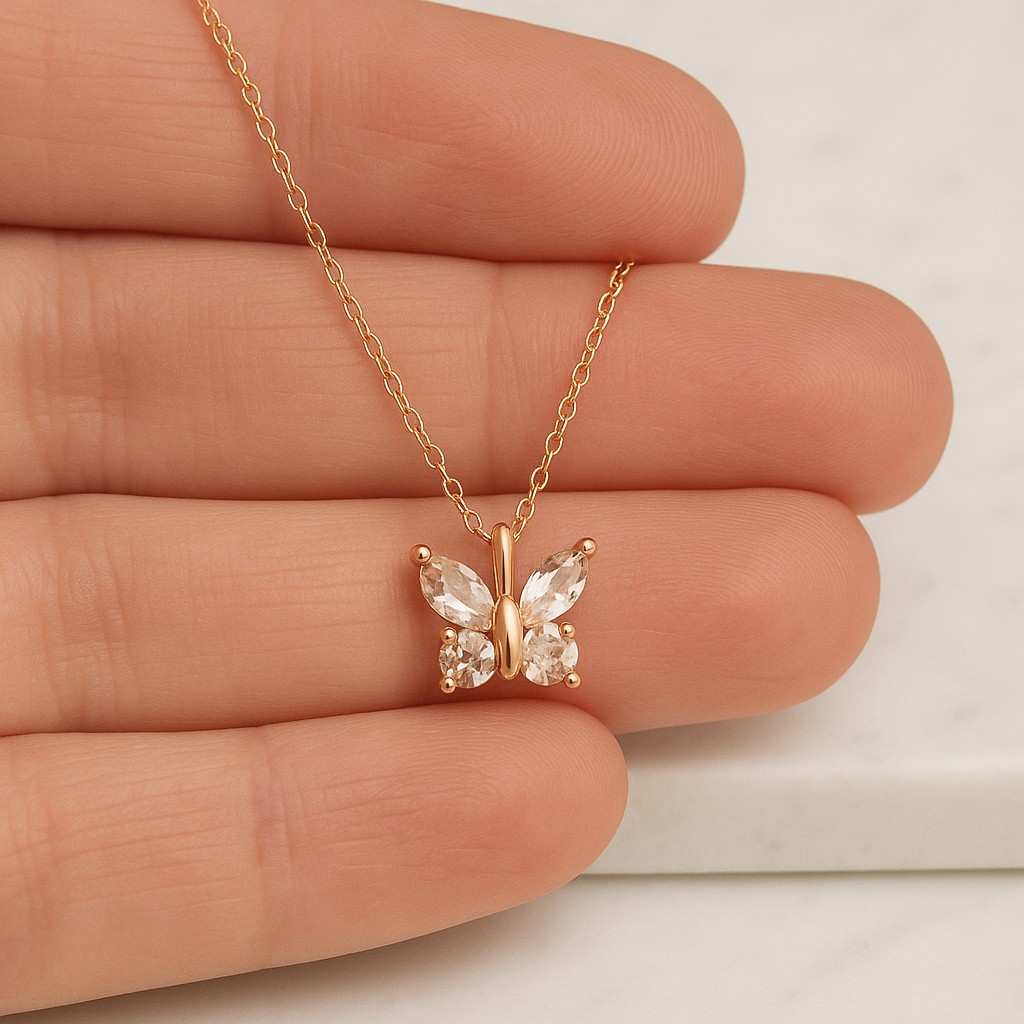 gold plated colorful tiny butterfly enamel necklace butterfly necklace flying necklace animal necklace gift for her everyday necklace