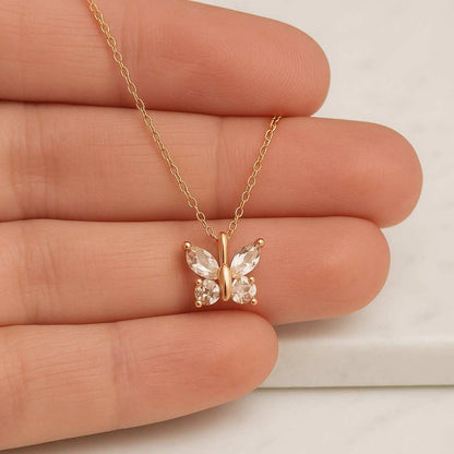 Gold Plated Colorful Tiny Butterfly Enamel Necklace Butterfly Necklace Flying Necklace Animal Necklace Gift for her Everyday Necklace