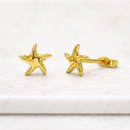 Gold Starfish Stud Earrings in 18K Gold