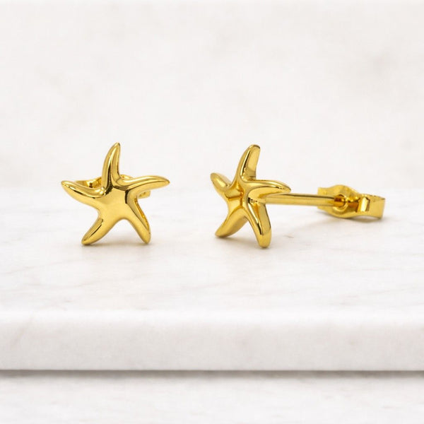 14K Gold Starfish Earrings, Gold Starfish Earrings, Starfish Stud Earrings, Animal Earrings, Gold Animal Earrings, 14K Gold Earrings.