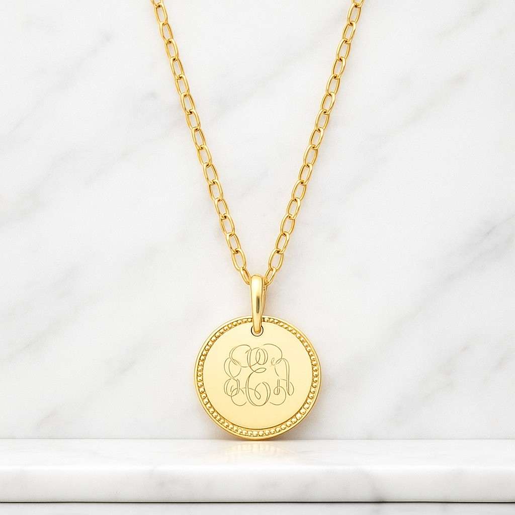 Gold Coin Necklace Initial Disc Necklace Gold Disc Necklace Engraved Disc Pendant Tiny Disc Necklace Personalize Gold Monogram Necklace