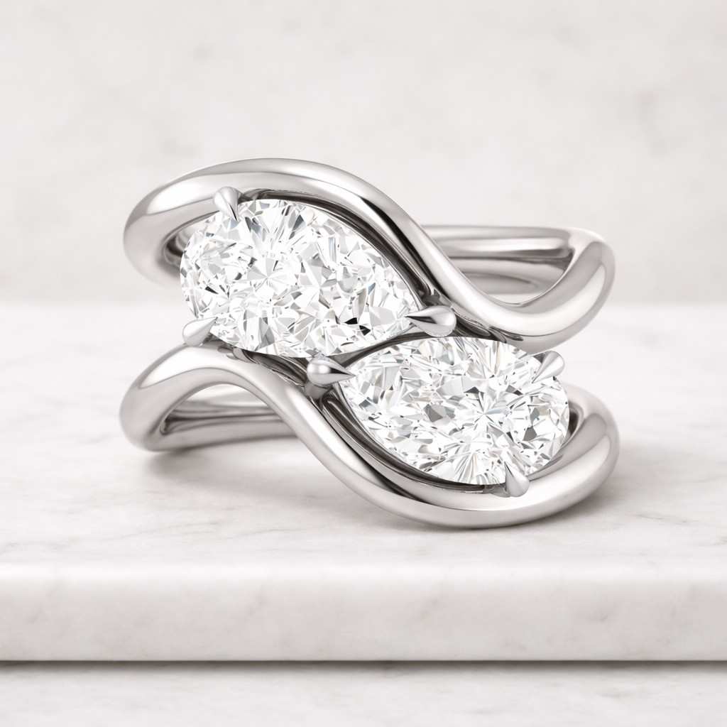  14k Gold Curved Engagement Ring