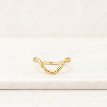 Gold Curved Wedding Band Ring Gold Vermeil Sterling Silver Stackable Band Promise Ring