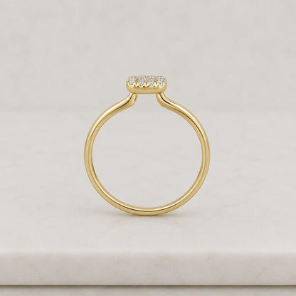 Gold Diamond Initial Ring, Letter D Ring With Natural Diamonds, Open Cuff Band With Name Initial
