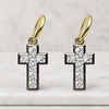 Diamond Cross Earrings Solid 10K 14K 18K Gold Earrings Religious Dangle Drop Earrings