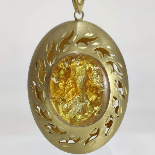 Gold Flake Embedded Lucite Pendant For Birthday 