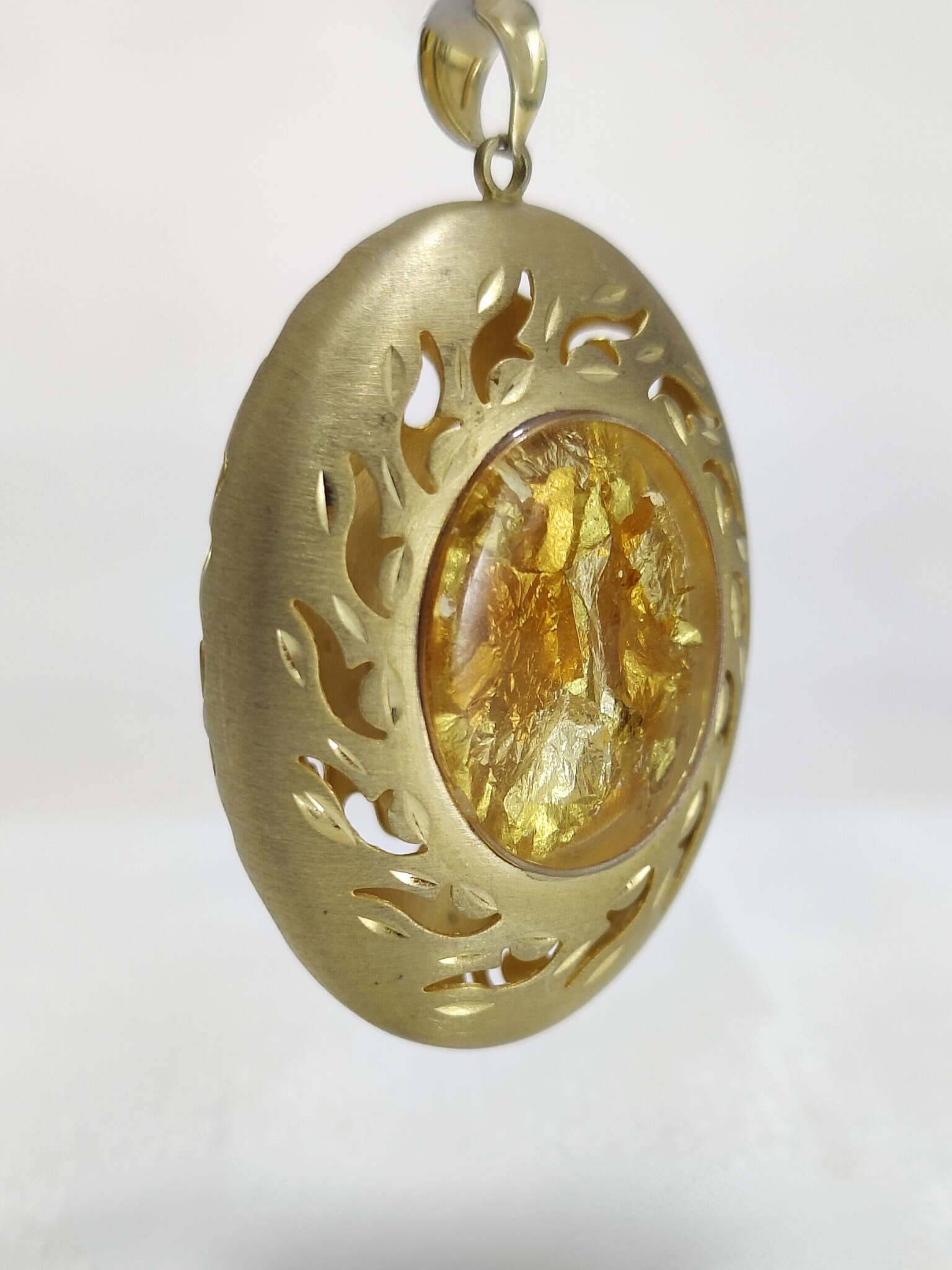 Gold Flakes Schabin, Clear Crystal Gold Necklace