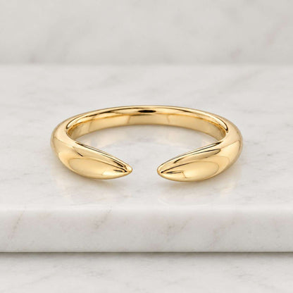 Gold Gap Band Open Wedding Band Oval Cut Wedding Ring Moissanite Stacking Ring Vintage Wedding Band Yellow Gold Band Gift for Her
