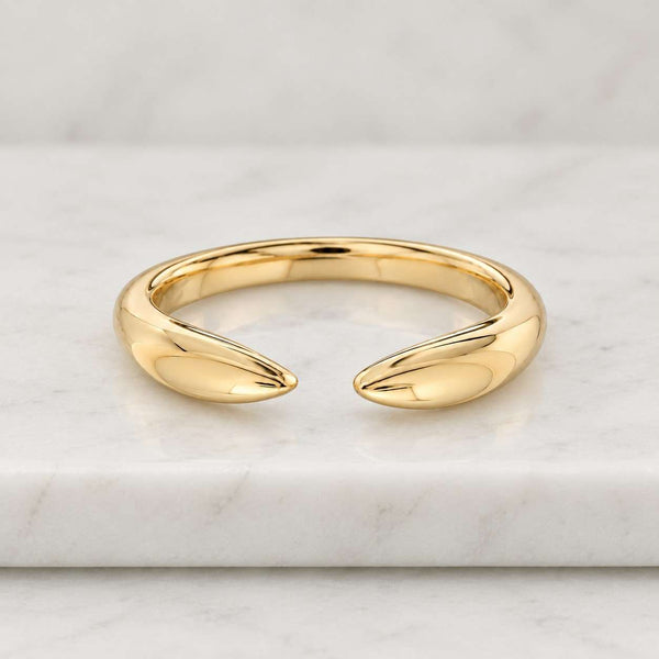 Gold Gap Band Open Wedding Band Oval Cut Wedding Ring Moissanite Stacking Ring Vintage Wedding Band Yellow Gold Band Gift for Her
