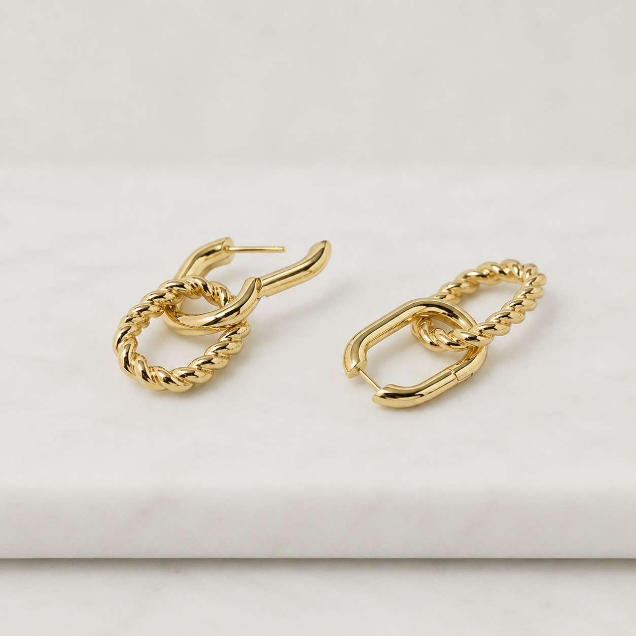 gold hoop earrings 14k gold plated  double hoop dangle earrings modern jewelry
