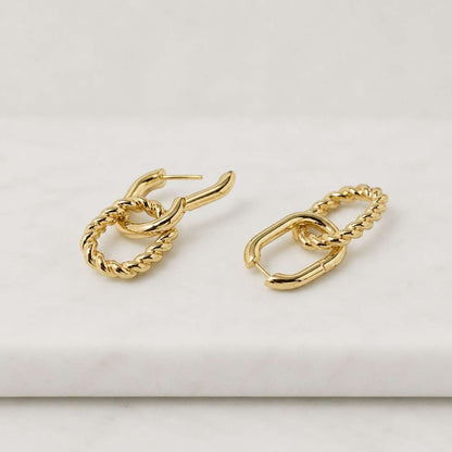 Gold Hoop Earrings 14K Gold Plated  Double Hoop Dangle Earrings Modern Jewelry