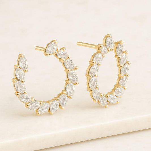 Gold Hoops Earrings CZ Huggie Hoop Earrings Quiet Luxury Diamond Look Gold BridalWedding Minimalist Hoops Christmas Gift