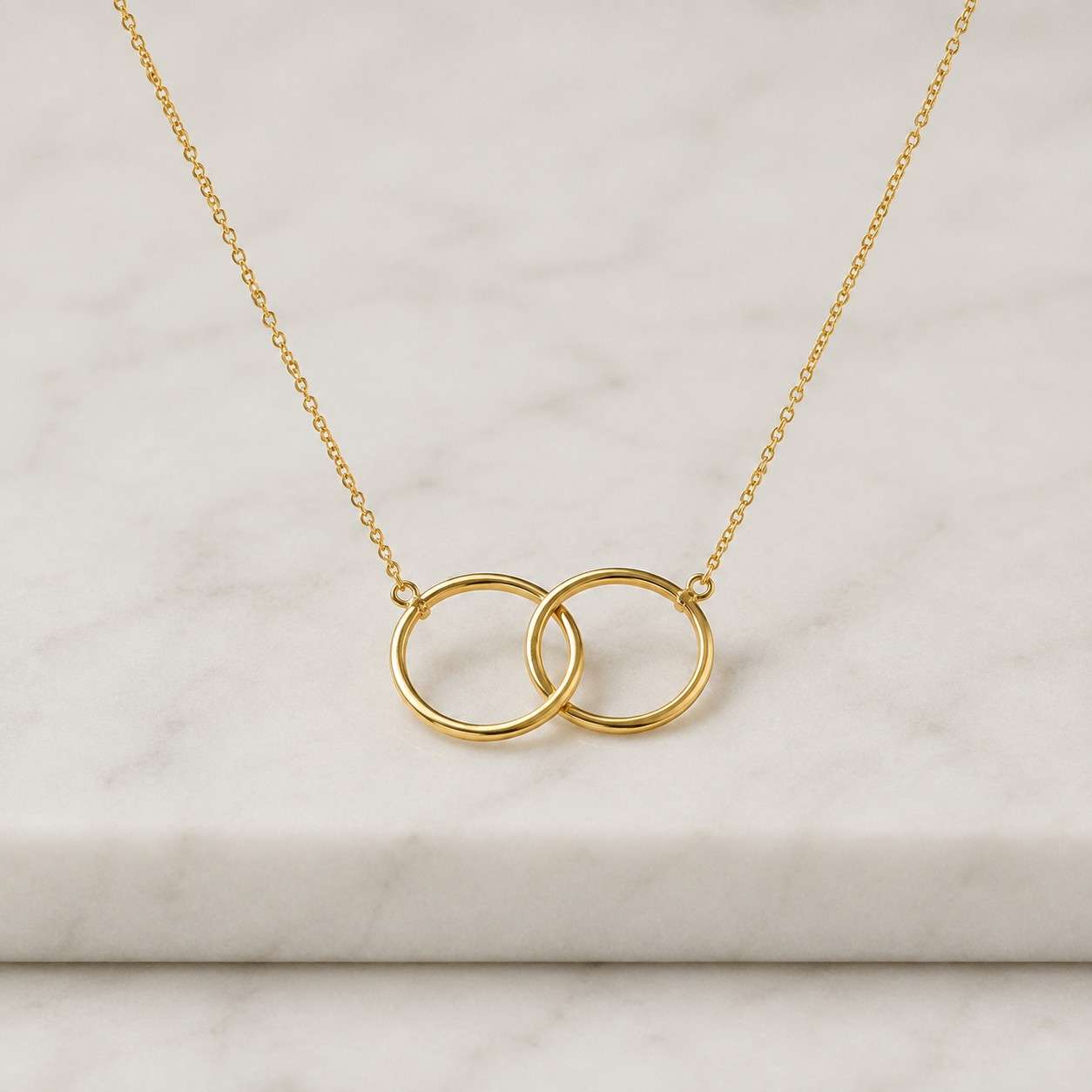 Gold Interlocking Circle Necklace, Minimalist Gold Jewelry, Knot Necklace, Infinity Love Jewelry,