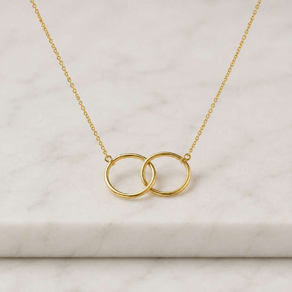 Gold Interlocking Circle Necklace, Minimalist Gold Jewelry, Knot Necklace, Infinity Love Jewelry,