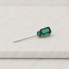 Emerald Cut Green Gemstone Stick Pin Brooch
