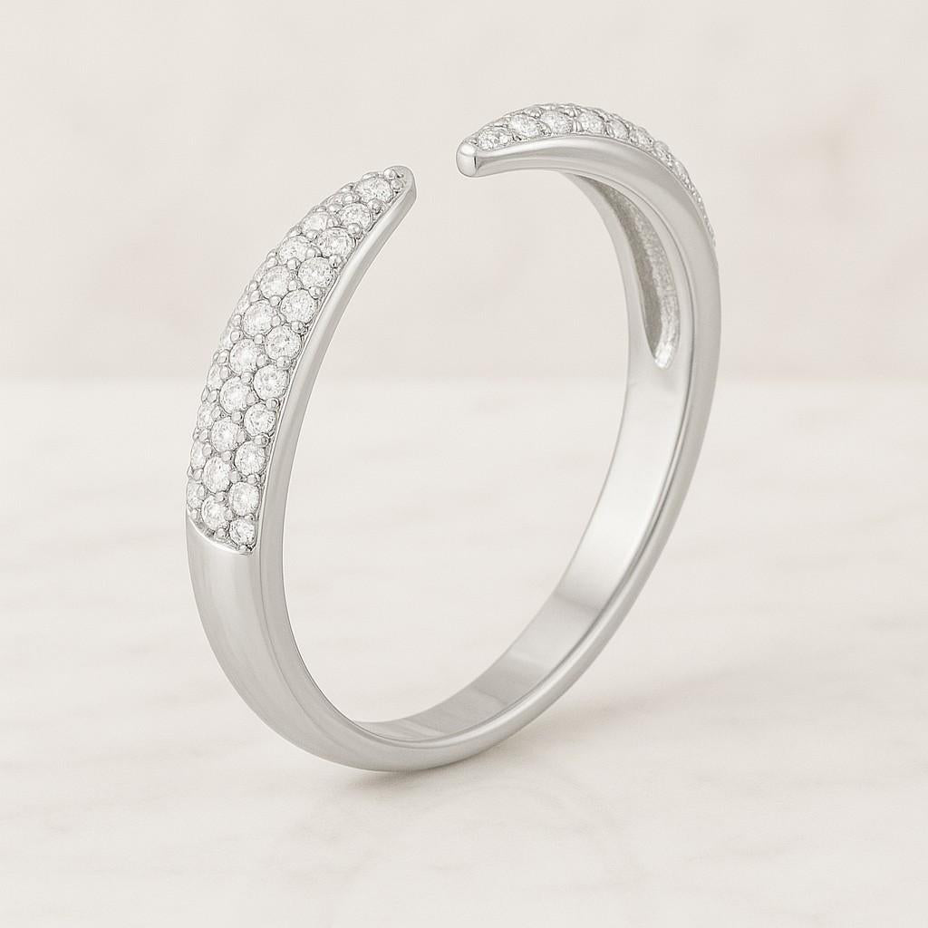 Gold Open Wrap Ring Pave Lab Diamond Minimalist Gold Band