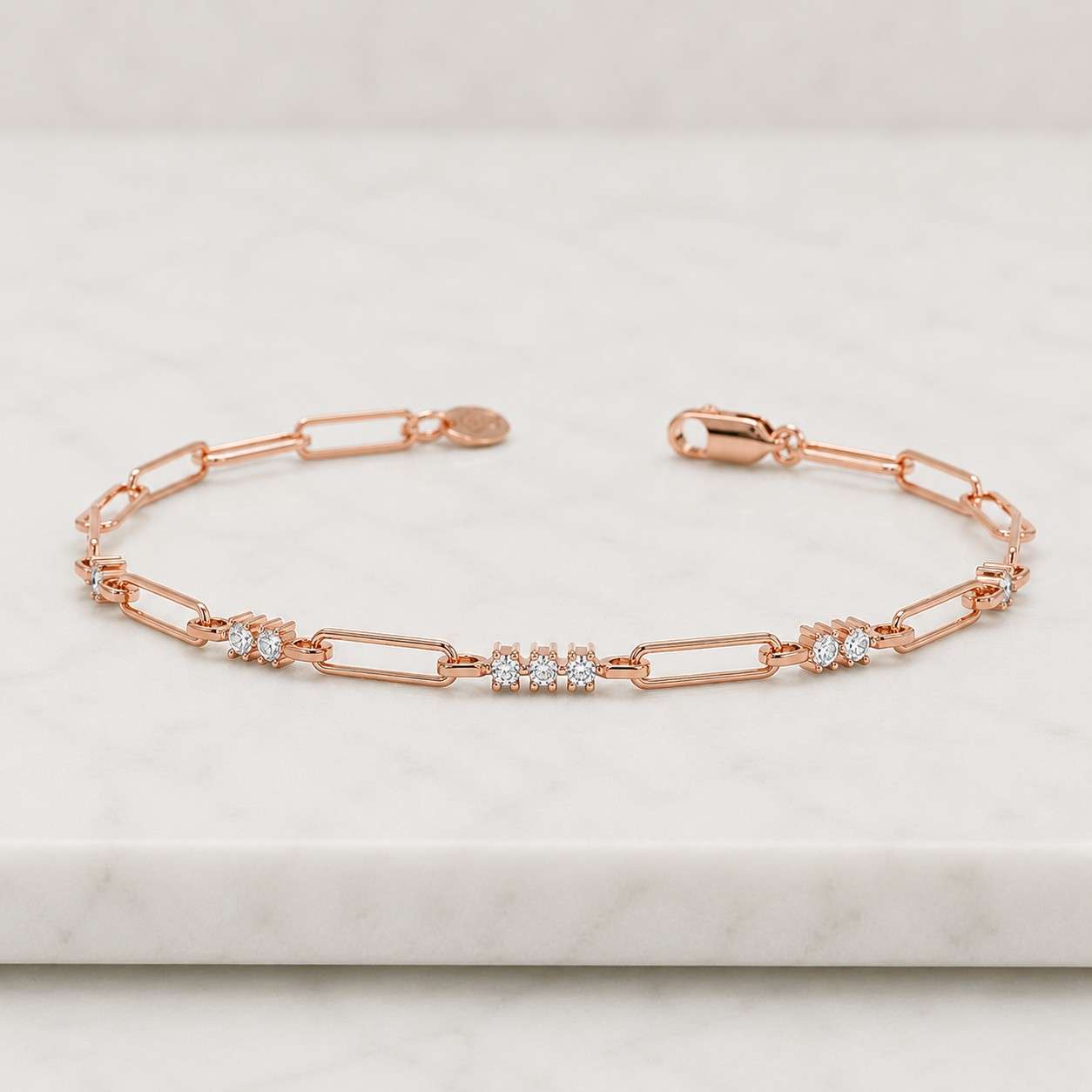 gold paperclip diamond bracelet, 10k 14k 18k solid gold, elegant link bracelet, paperclip stacking bracelet, minimalist bracelet, pave set