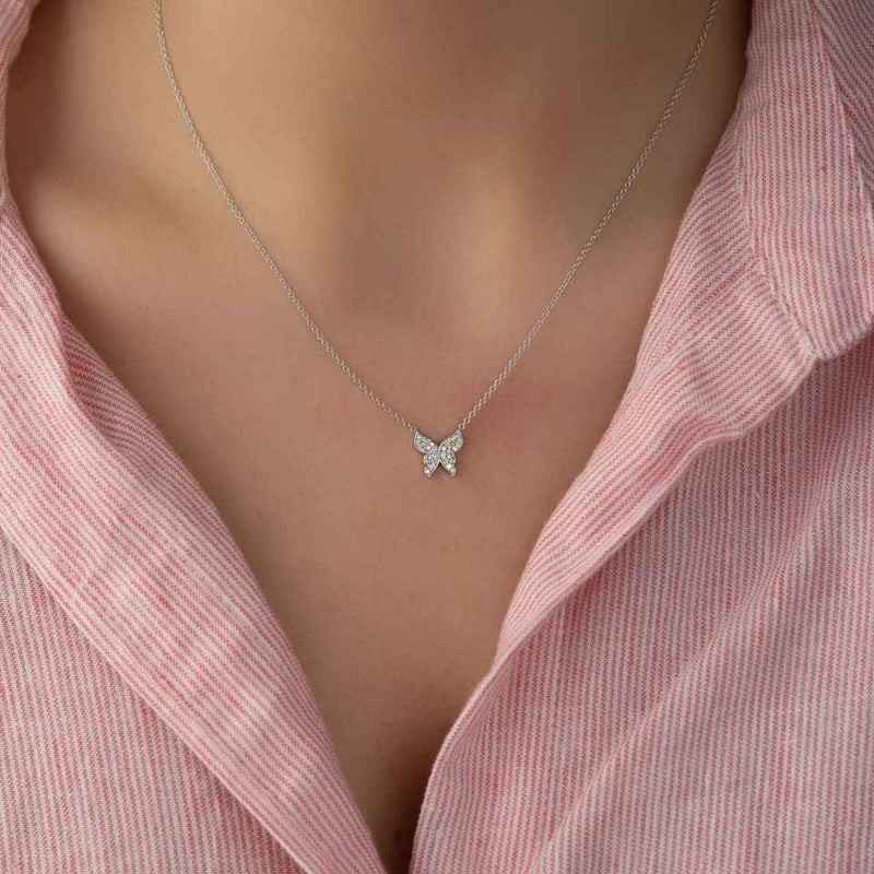 Gold Plated Colorful Tiny Butterfly Enamel Necklace Butterfly Necklace Flying Necklace Animal Necklace Gift for her Everyday Necklace