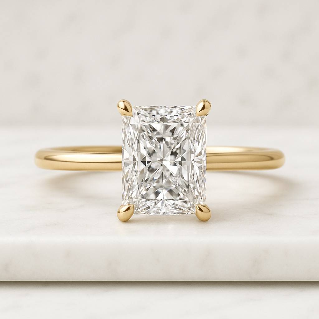 Gold Radiant Engagement Ring Classic Statement Ring