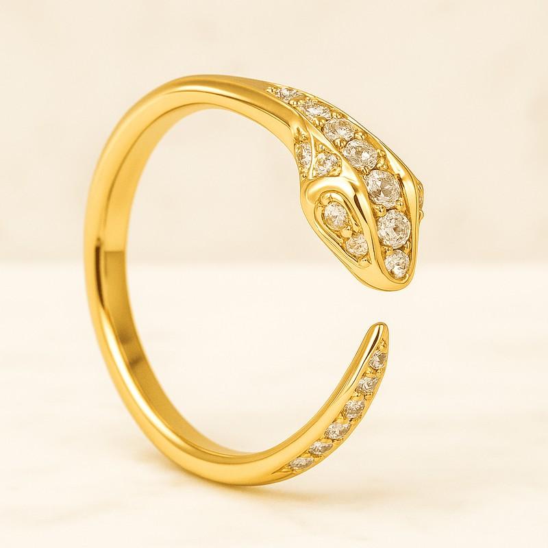 Gold Snake Ring, Serpent Band, Adjustable, Animal Gothic jewelry, boho delicate gift for her