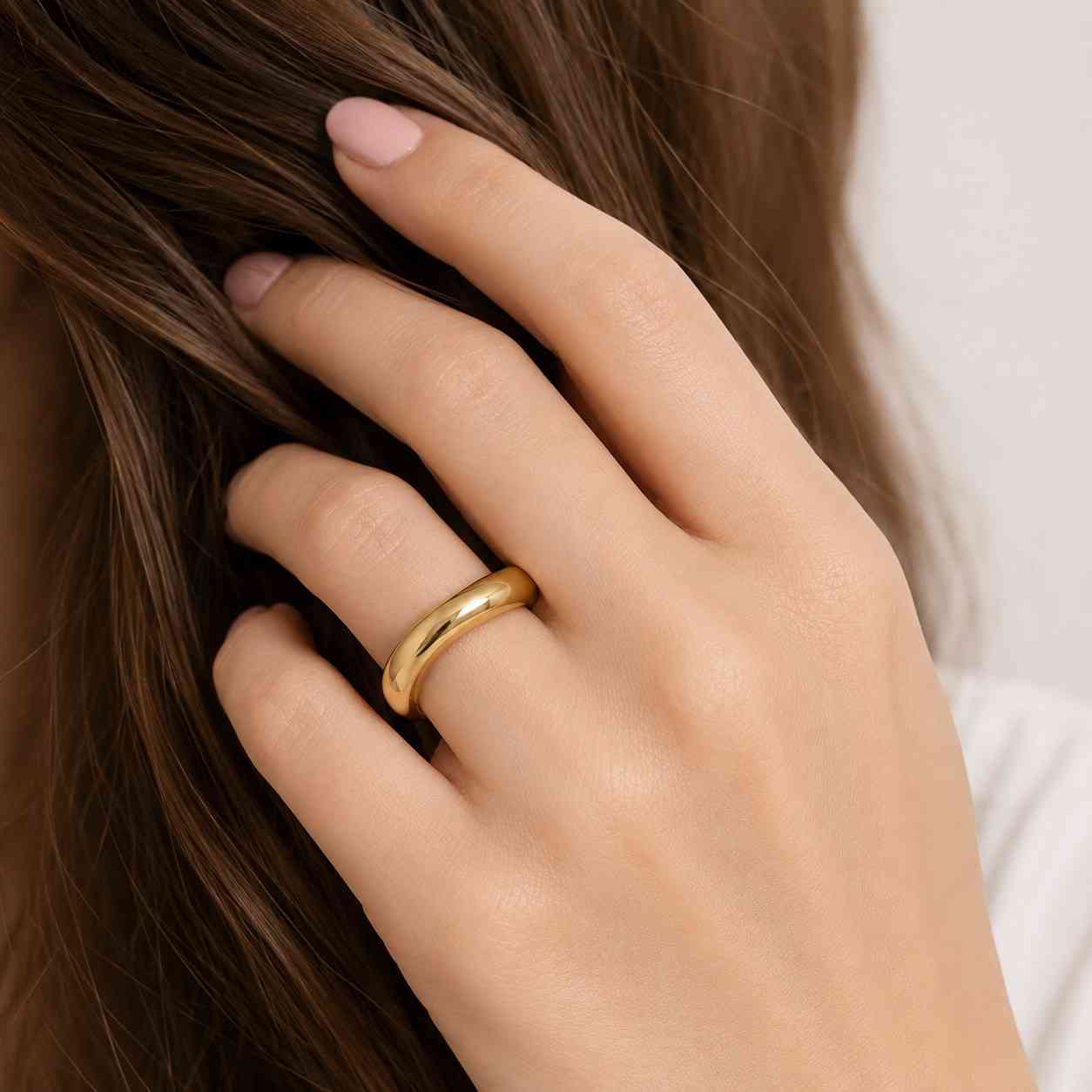 Gold Wedding Band, Ribbed Wedding Ring,