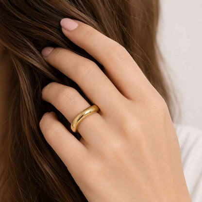 Gold Wedding Band, Ribbed Wedding Ring,