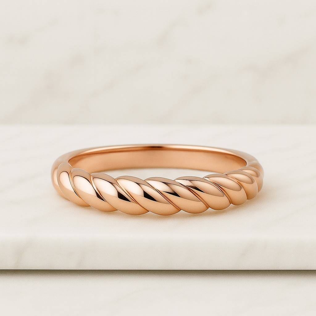 Gold Wedding Band Women Twist Marriage Ring Solid Gold Wedding Ring