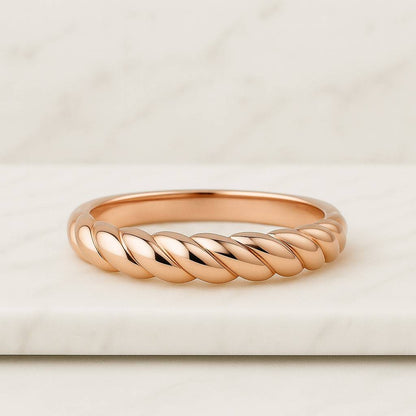 Gold Wedding Band Women Twist Marriage Ring Solid Gold Wedding Ring