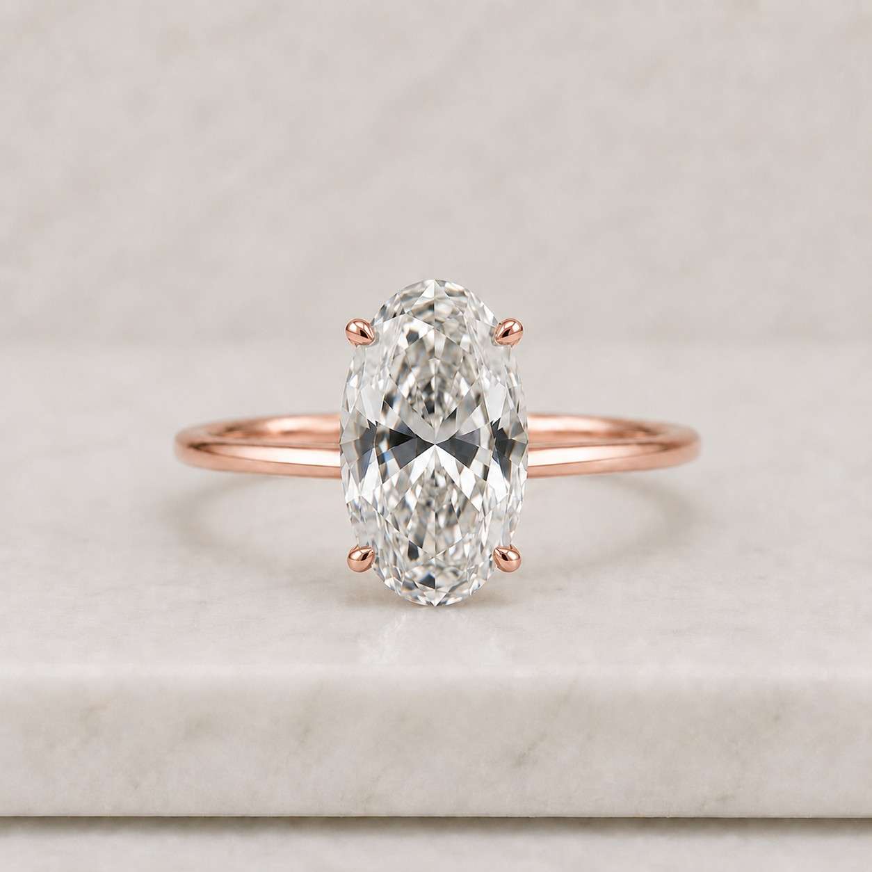 Dainty Oval Moissanite Ring in 14K Gold | Brilliant Solitaire Engagement Ring | Anniversary & Promise Jewelry