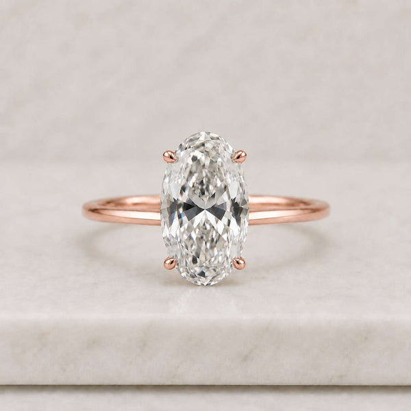 Dainty Oval Moissanite Ring in 14K Gold | Brilliant Solitaire Engagement Ring | Anniversary & Promise Jewelry