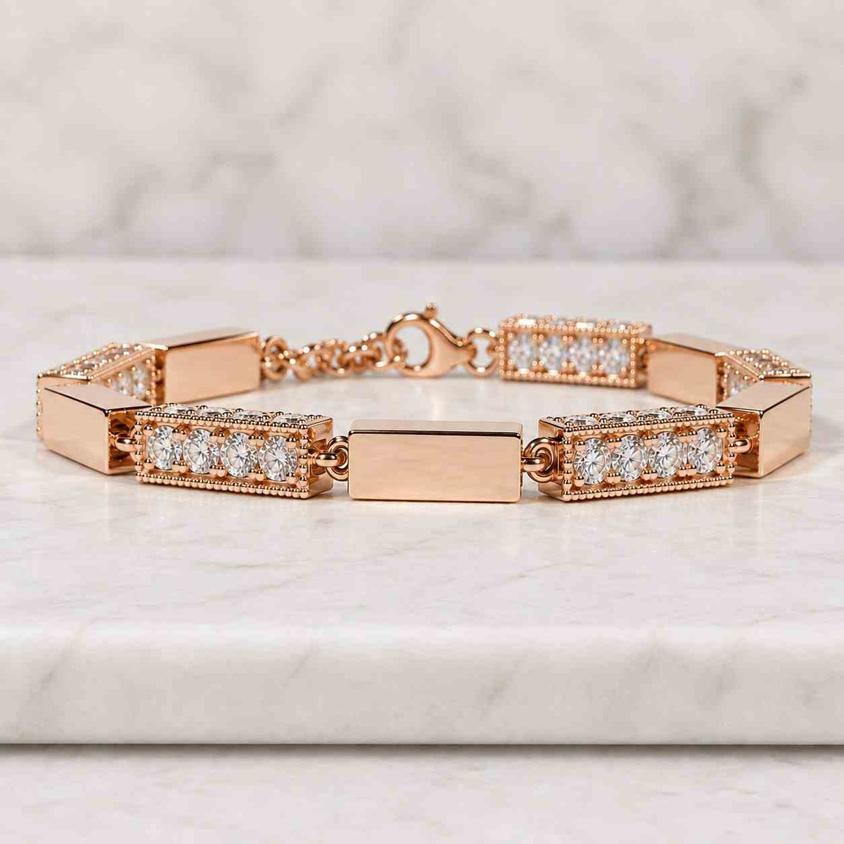 14k Gold Two-Sided Diamond Bracelet: Double Sided Solitaire