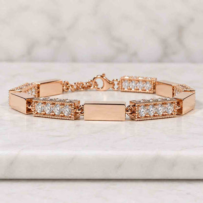 14k Gold Two-Sided Diamond Bracelet: Double Sided Solitaire