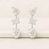 18K White Gold Three Stone Lab Grown Diamond Drop Dangle Earrings