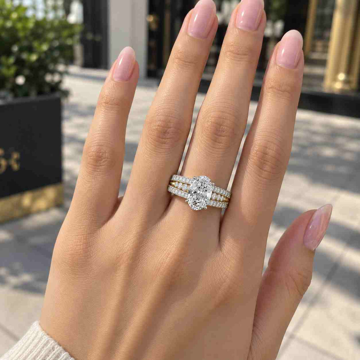 graduated diamond shank, 14k yellow gold