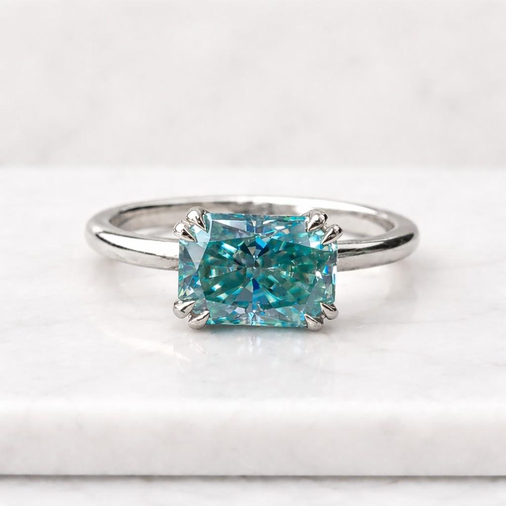 bezel look ring claw prong ring bridal jewelry ring wedding ring alternative ring ocean blue ring seafoam ring mint blue ring