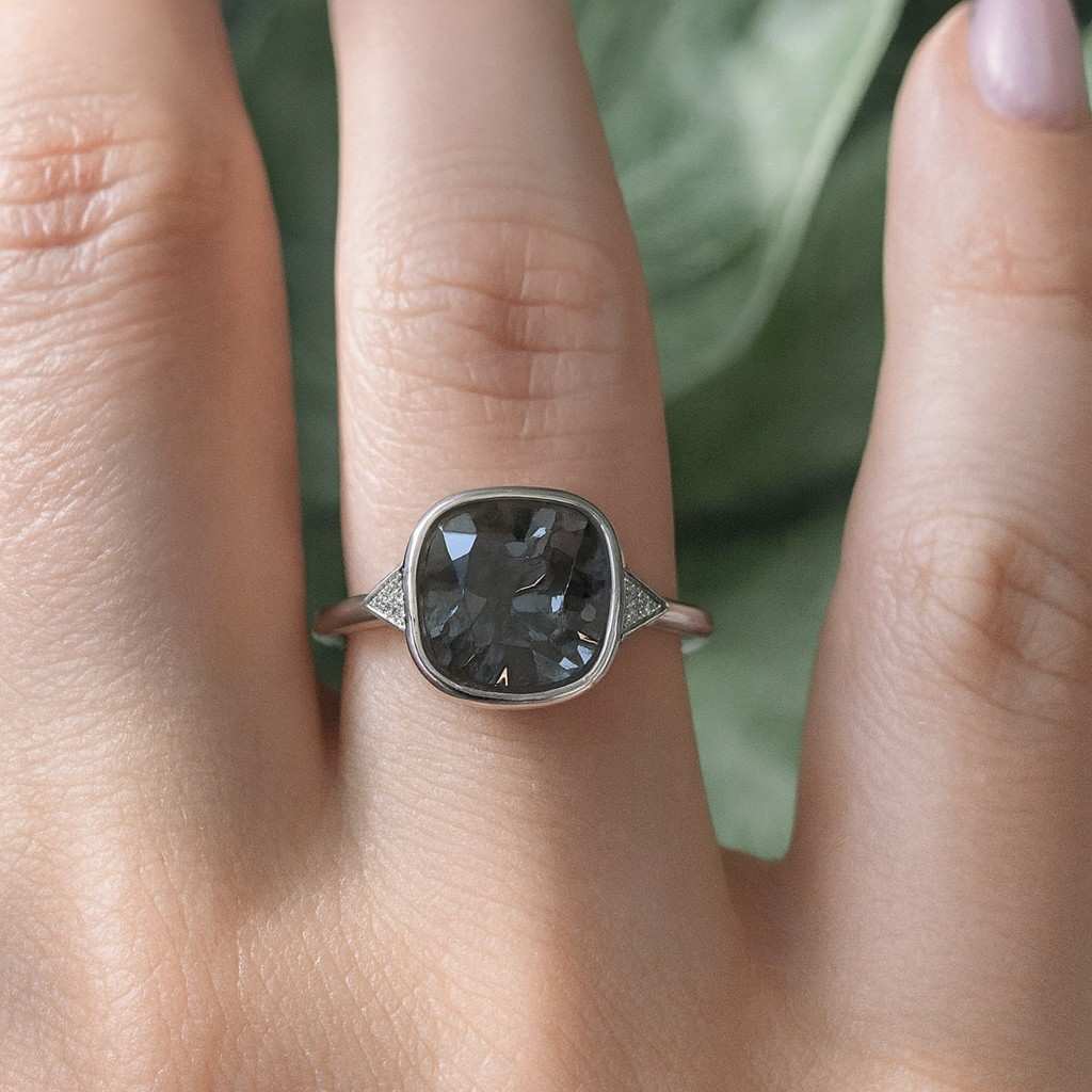 Green Cushion Cut Lab Diamond Halo Engagement Ring 14K White Gold Prong Set Ring Conflict Free Diamond Anniversary Ring Ready To Ship