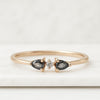 Pear Cut Salt And Pepper Diamond Three Stone Engagement Ring